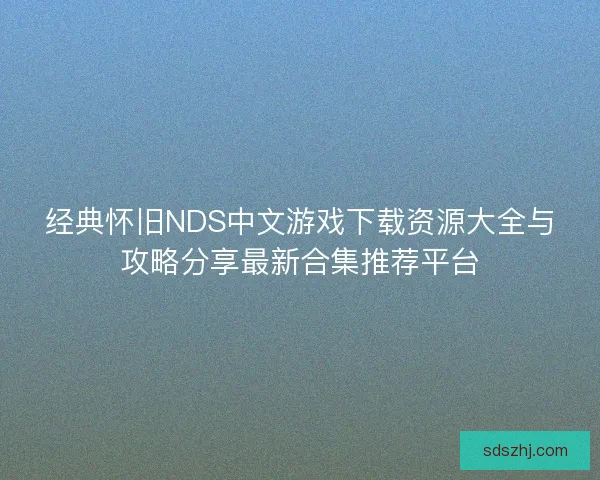 经典怀旧NDS中文游戏下载资源大全与攻略分享最新合集推荐平台