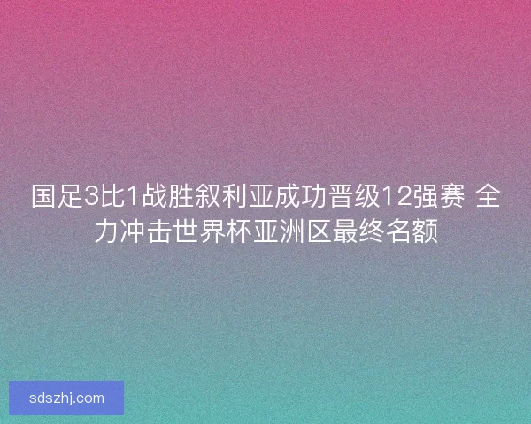 国足3比1战胜叙利亚成功晋级12强赛 全力冲击世界杯亚洲区最终名额