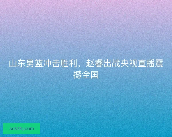 山东男篮冲击胜利，赵睿出战央视直播震撼全国